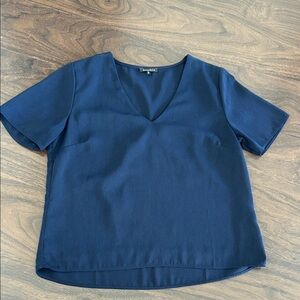 Deep Blue V-Neck Blouse